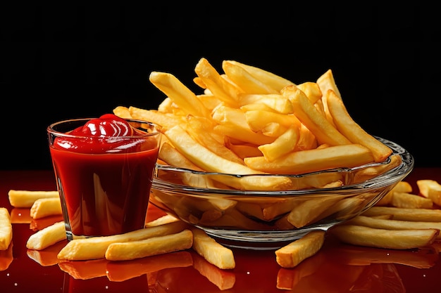 Foto batatas fritas e ketchup