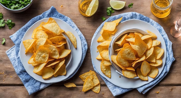 Batatas fritas em um belo prato gerado por ia