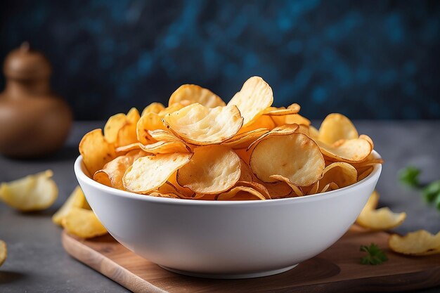 Batatas fritas em uma tigela branca