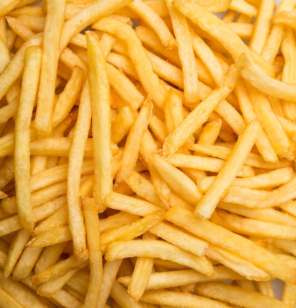 Foto batatas fritas fast food lanche close-up para levar batatas fritas