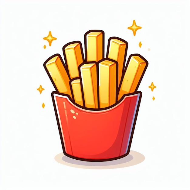 batatas fritas ícone de desenho animado ilustração ícone de fast food conceito isolado estilo de desenho desenhado plano