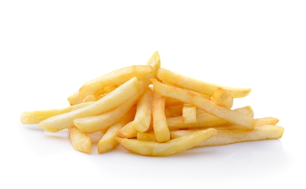 Foto batatas fritas isoladas em fundo branco