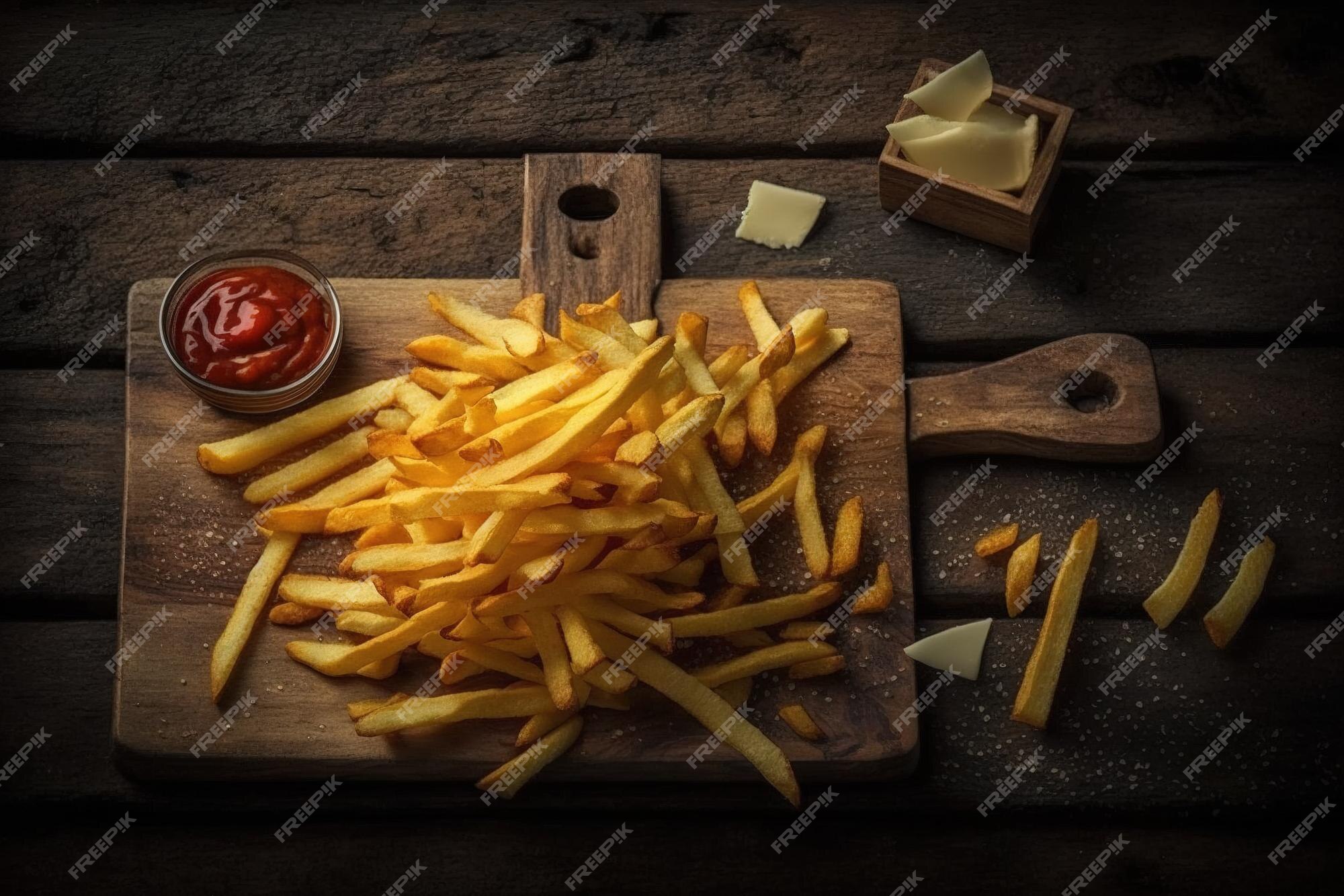 Um Quadro Para Jogar Damas Com Batatas Fritas Numa Mesa De Madeira