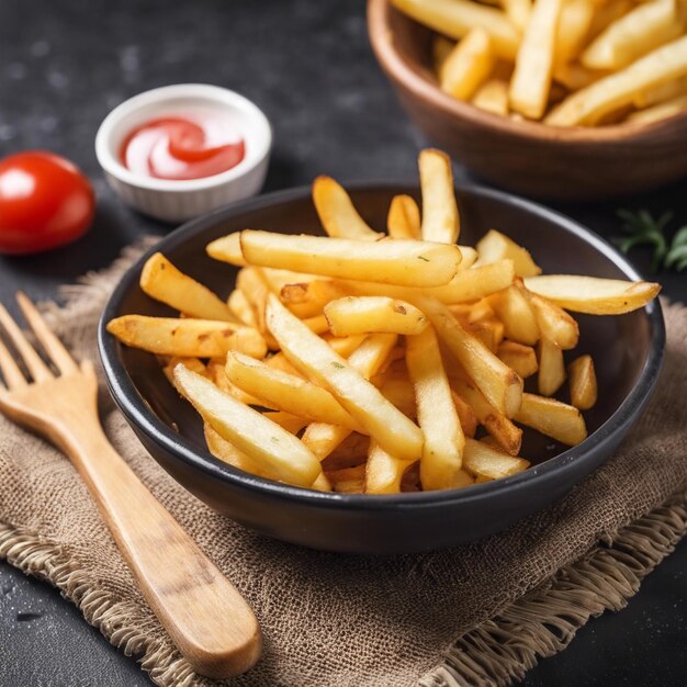 Batatas fritas num prato