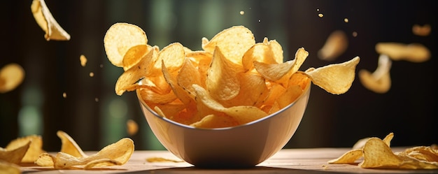 Batatas fritas voadoras em uma tigela IA generativa