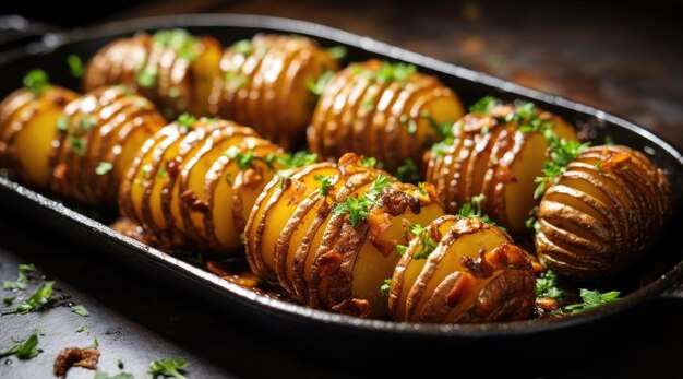 Batatas Hasselback recém-cozidas