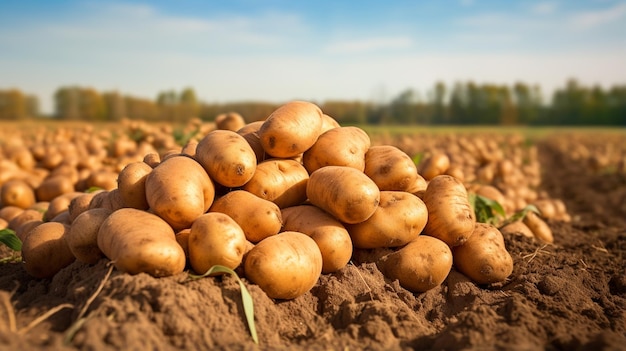 batatas jovens biológicas no campo