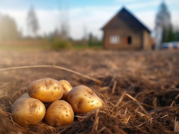 Batatas jovens no campo