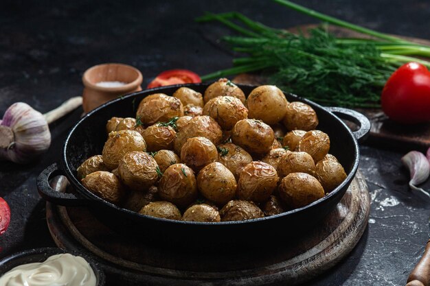 Batatas novas assadas em uma tigela