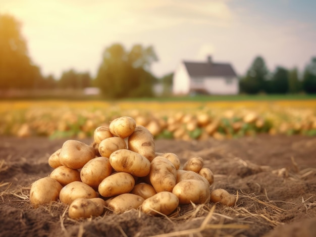 Batatas novas no campo