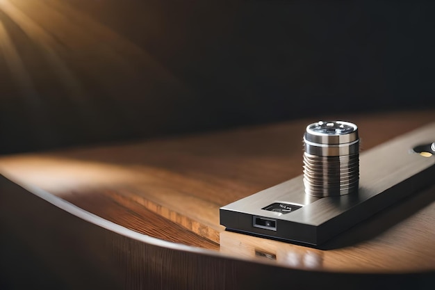Foto una batería con una batería colocada sobre una mesa.