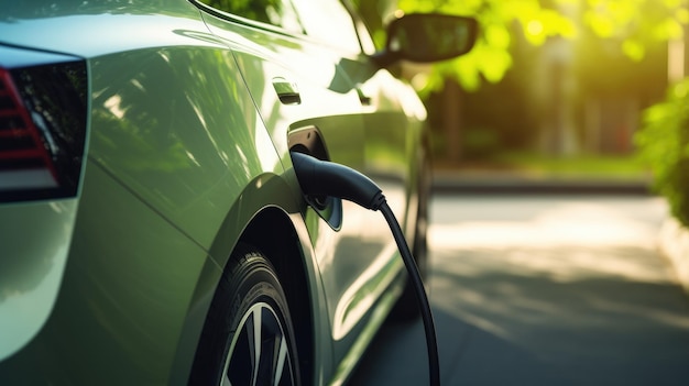 Foto batería de carga de automóviles eléctricos en la estación de carga de vehículos eléctricos ia generativa