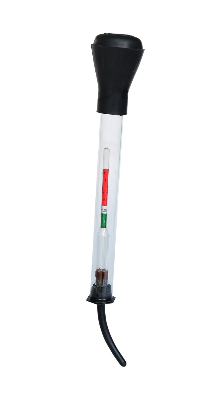 Foto bateria de hidrômetro para medição da densidade do eletrólito da bateria de automóvel em branco