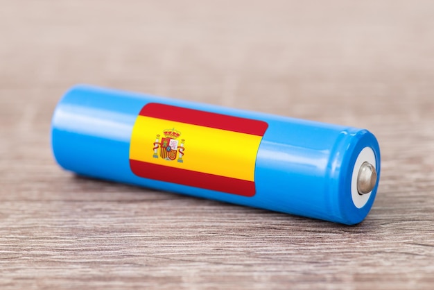 Bateria de lítio recarregável com bandeira de Espanha Produção de baterias de lítio em Espanha