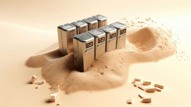 baterias de areia produzem ilustração gerador de energia de célula de eletricidade bateria de areia de praia solar baterias de arenito produzem ai gerado