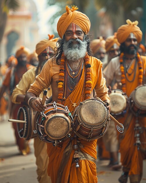 Foto bateristas tradicionais liderando o fundo do rath