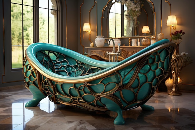 Bath tube gaudi inspirierte illustration generative ai