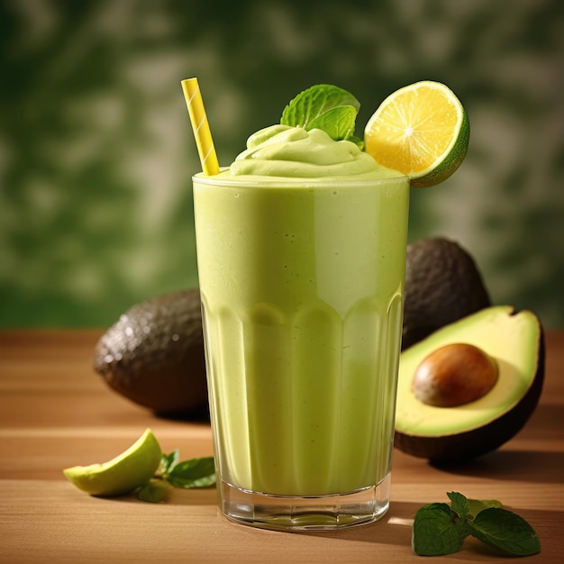 Batido de aguacate con fondo de estudio