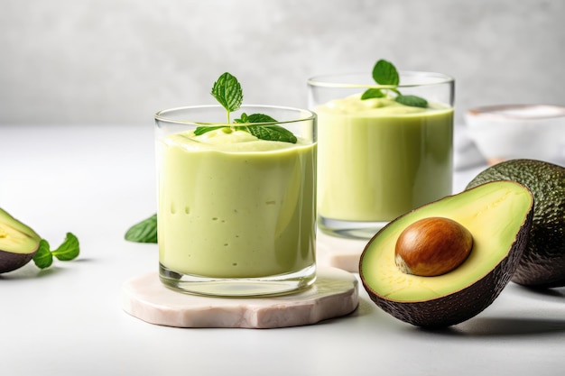 Batido De Aguacate Sobre Un Fondo Blanco IA Generativa