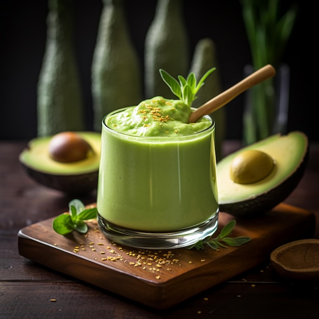 Batido de aguacate con vaso