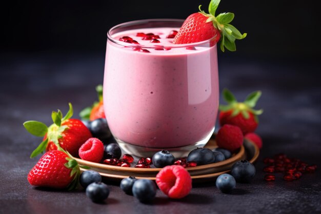 Un batido a base de frutos rojos y leche vegetal