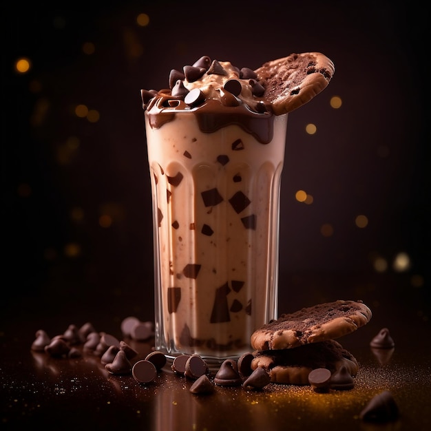 Batido de chocolate con chispas de chocolate IA generativa