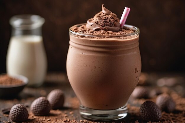 Un batido de chocolate de primer plano