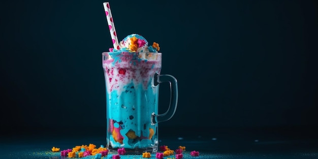 Batido de colores con fondo azul