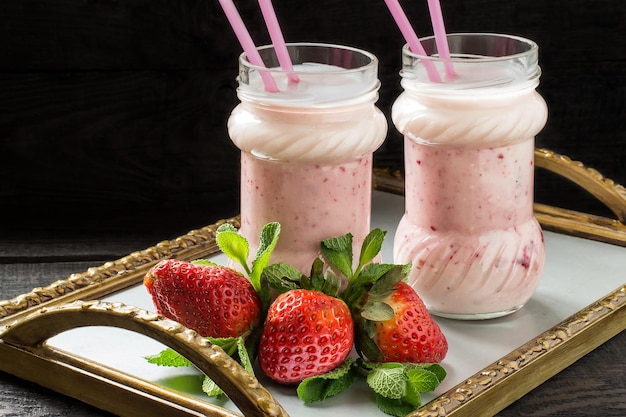 Batido de morango com iogurte