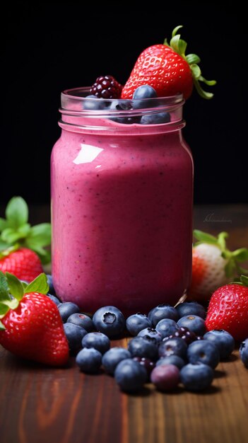 Batido de desayuno saludable con frutos rojos