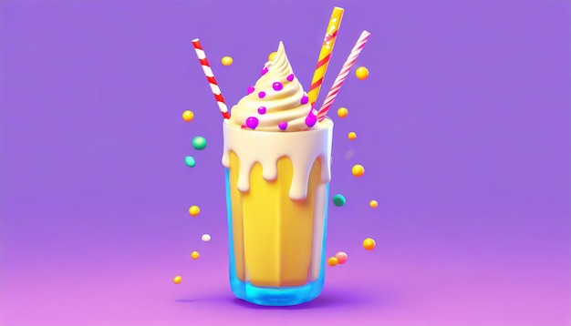 Foto batido festivo con paja y relleno