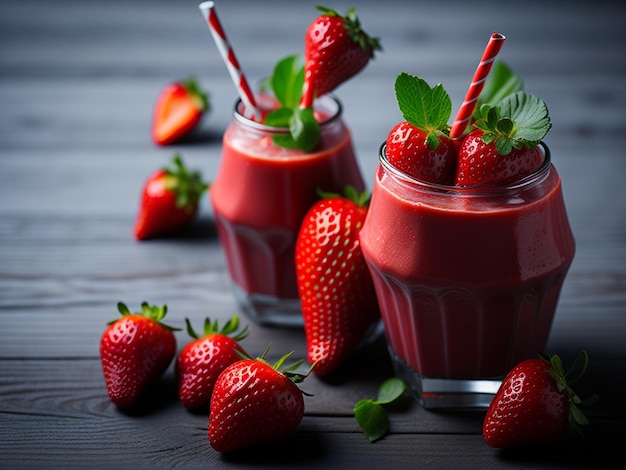 Batido de fresa frutas frescas de fresa