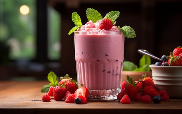 Batido de fresa IA generativa