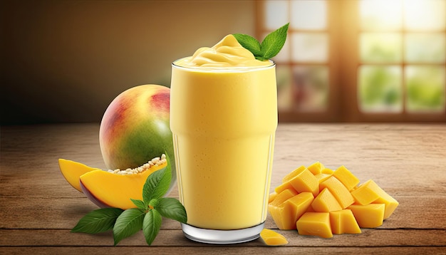 Batido de fruta de mango fresco y saludable IA generativa