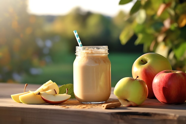 Un batido de manzana espumoso