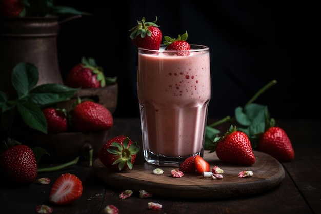 Batido saludable con IA generativa de fresas