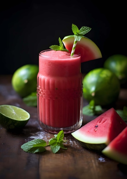 Batido de sandía con lima y menta