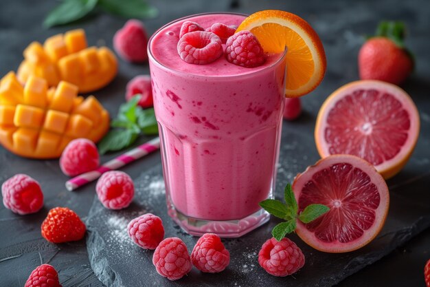 Un batido vibrante alimentado por frutas de colores