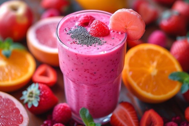 Un batido vibrante alimentado por frutas de colores