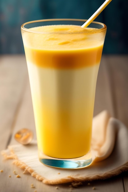 Batido de yogur de piña aislado sobre fondo blanco