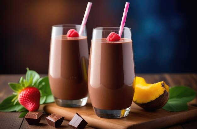 batidos de leche de bayas de chocolate batidos de dieta para la pérdida de peso batidos de chocolate alimentación y nutrición saludable productos orgánicos postre de chocolate