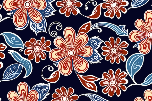 batik floral padrão de flor vector textura de fundo