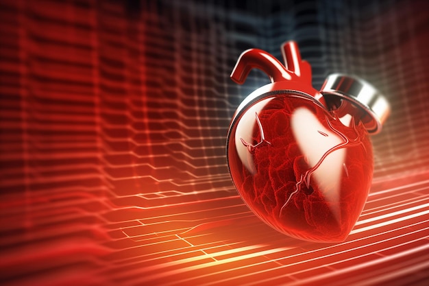 Batimento cardíaco humano do dia mundial do coração com banner de conceito de mapa do mundo