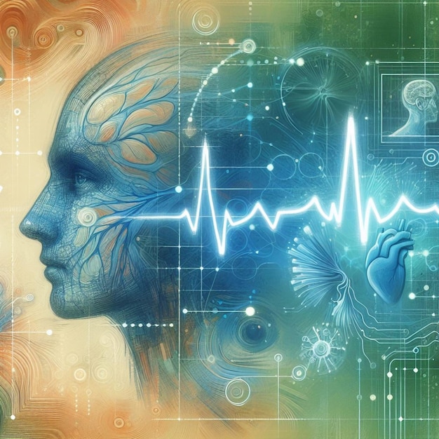 batimento do coração transformado código de IA tece através de uma linha de batimento cardíaco uma sinfonia visual de saúde e tec