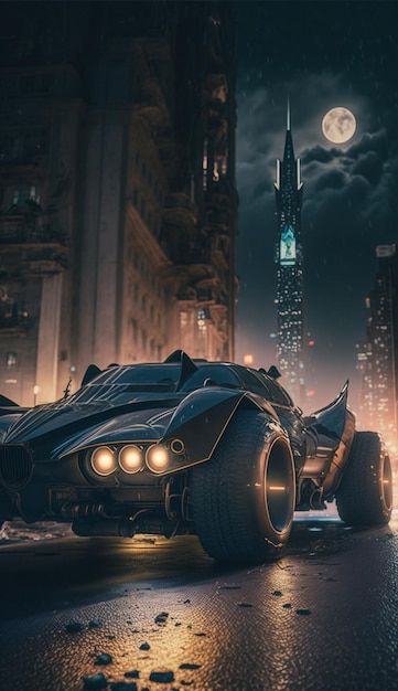 Batman-Batmobil in der Stadttapete