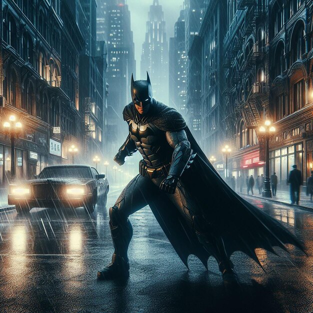 Foto batman en la ciudad.