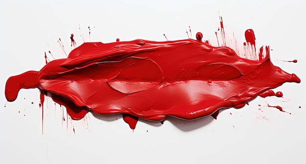 Foto batom vermelho manchado em fundo branco no estilo de colorismo ousado