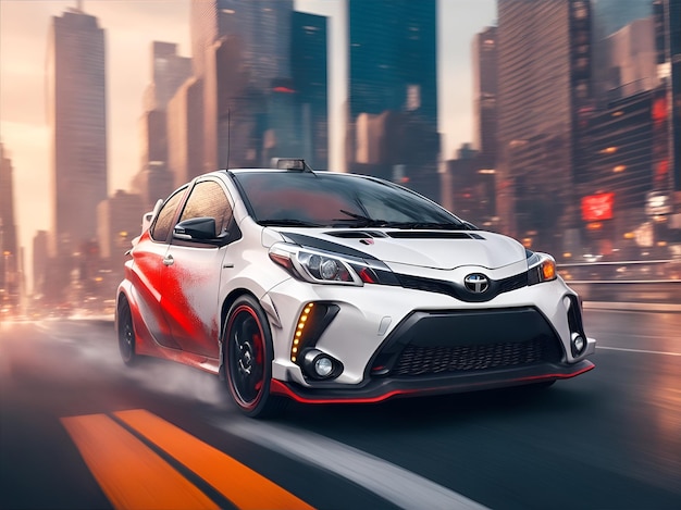 Battle scarled toyota civid type r acelerando por un futurista