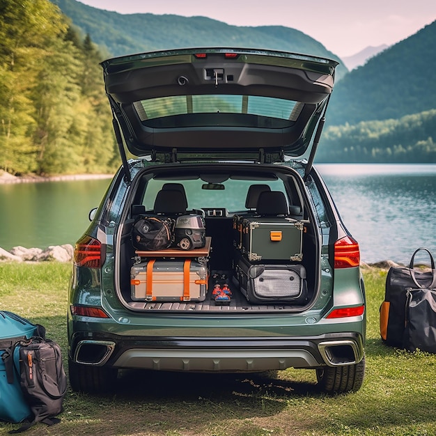 Baú de carro aberto Viagens Aventuras Viagens de estrada Acampamento e Exploração