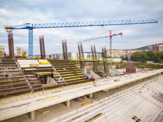 Bau der Luftaufnahme des Stadions